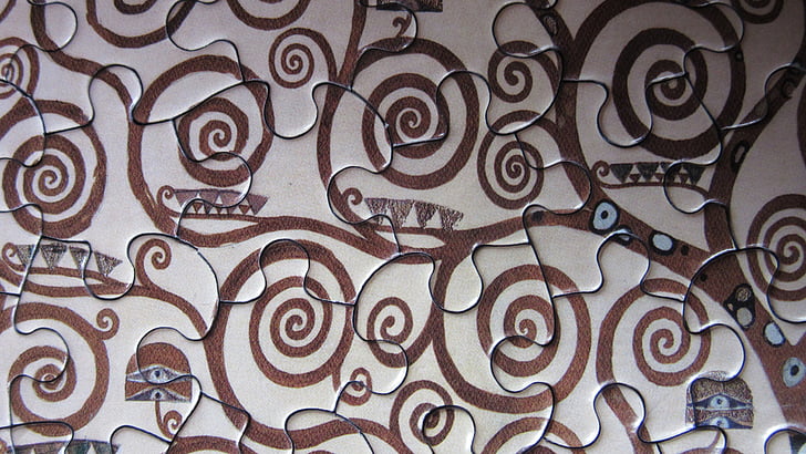 trencaclosques, peces del trencaclosques, espirals, Modernisme, Klimt, compartir, patró