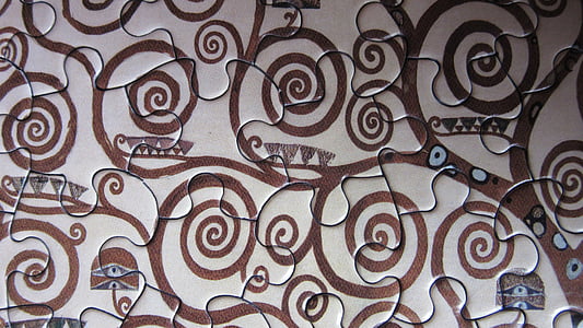 puzzle, elementy układanki, spirale, secesyjne, Klimt, Udostępnij, wzór