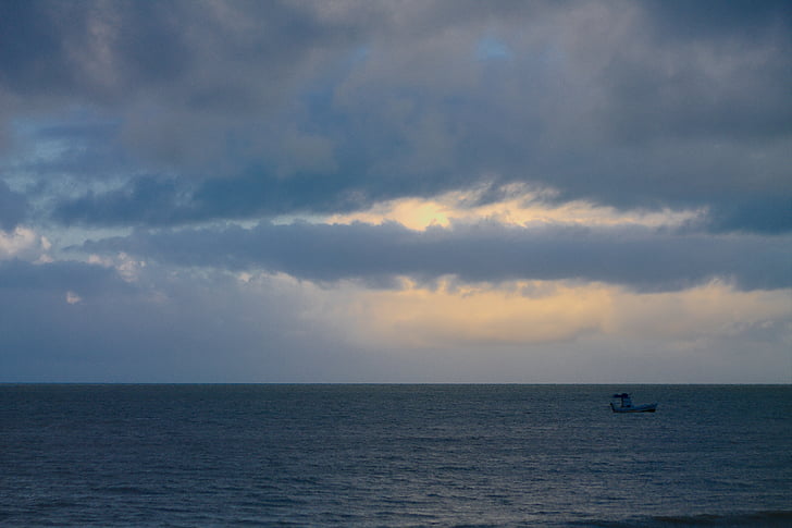 cockboat, barco, mar, Océano, paisaje, Brasil, pescadores