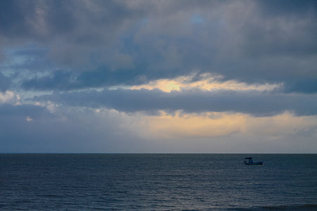 cockboat, ボート, 3 月, 海, 風景, ブラジル, 漁師