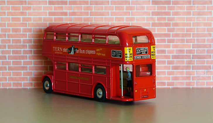 modell autó, Emeletes busz, London, Double decker, Egyesült Királyság, turizmus, busz