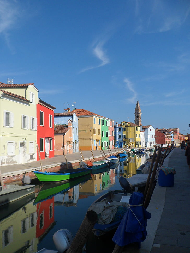 Burano, Itaalia, Veneetsia, kanali, Värviline, kodu, värvilised majad