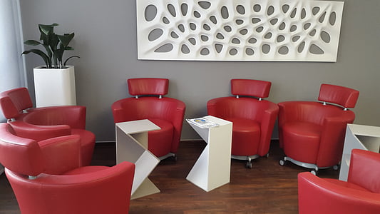 tuoli, punainen, loput, sisällä, Office, odotushuone