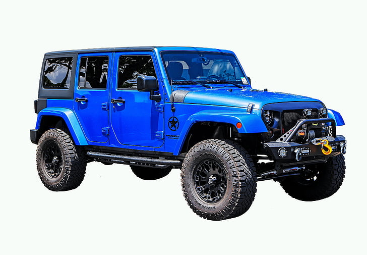 vehicle, all terrain, jeep, wrangler, unlimited, blue, png