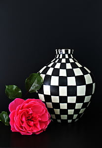 vase, rose, design, still life, art, painting, decoration
