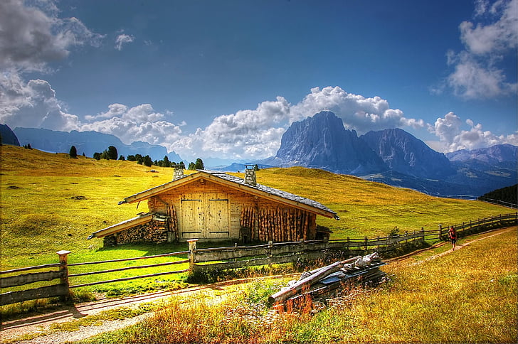Dolomittene, Sassolungo, fjell, Italia, Syd-Tirol, alpint, Rock