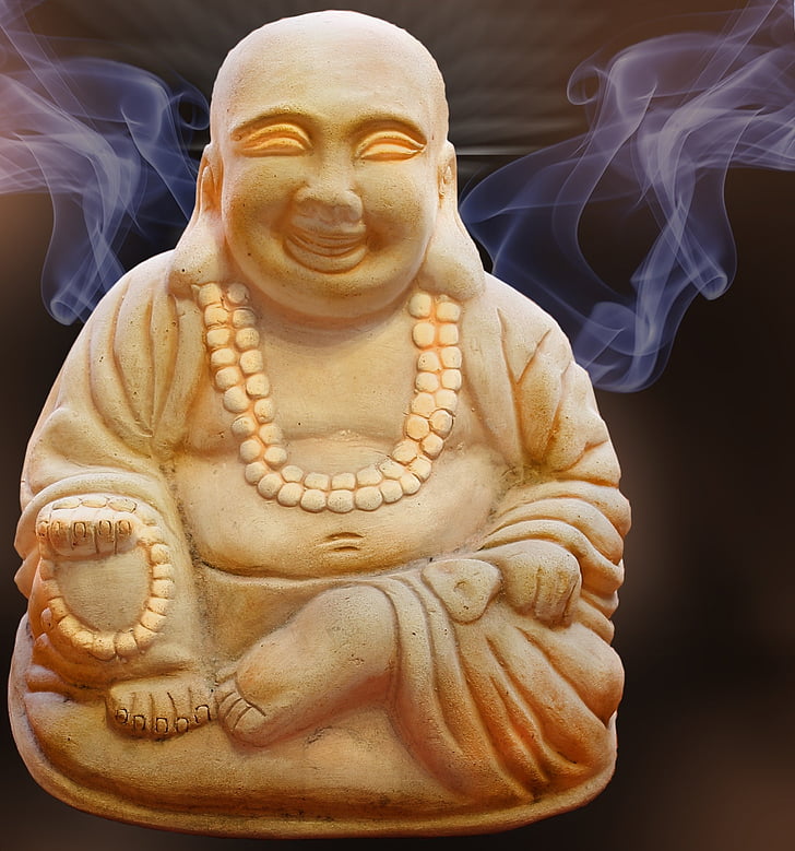 white, carved, hotei, Buddha, Fig, Smoke, Spirituality