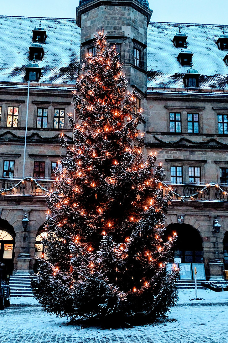 Rothenburg Dövas, Marketplace, jul, Stadshuset, gamla stan