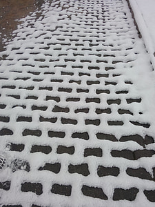 雪, 歩道, 石