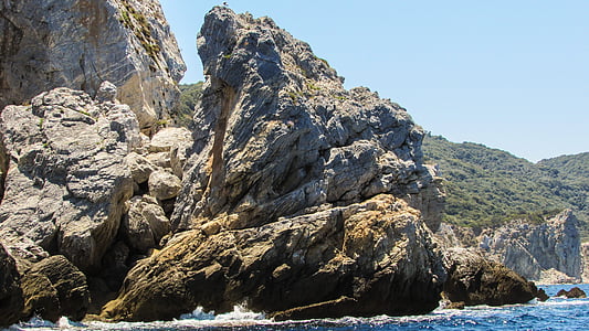 希腊, 斯亚索斯, 岩石, 悬崖, 海, 岛屿, 自然