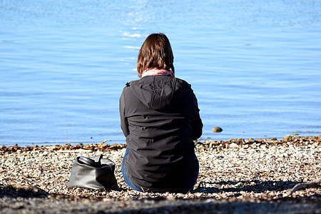 person, individually, woman, alone, human, lake, water