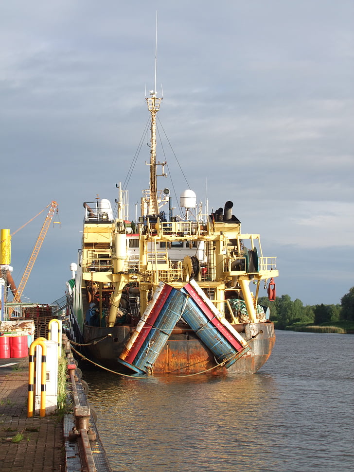 fartyg, Boot, fiske, vatten, Bremerhaven, floden, Weser
