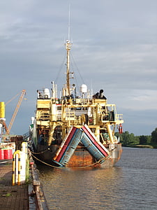 nave, avvio, pesca, acqua, Bremerhaven, fiume, Weser