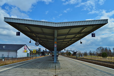 plate-forme, construction du toit, architecture, Gare ferroviaire, Gleise