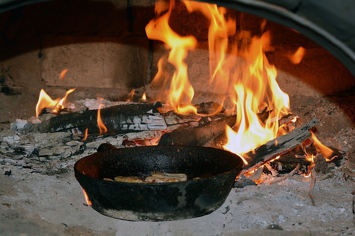火, オーブン, 食品
