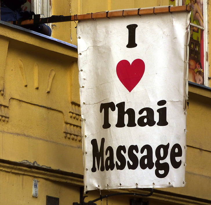 annons, Massage, turister, hjärtat, Thai, tecken