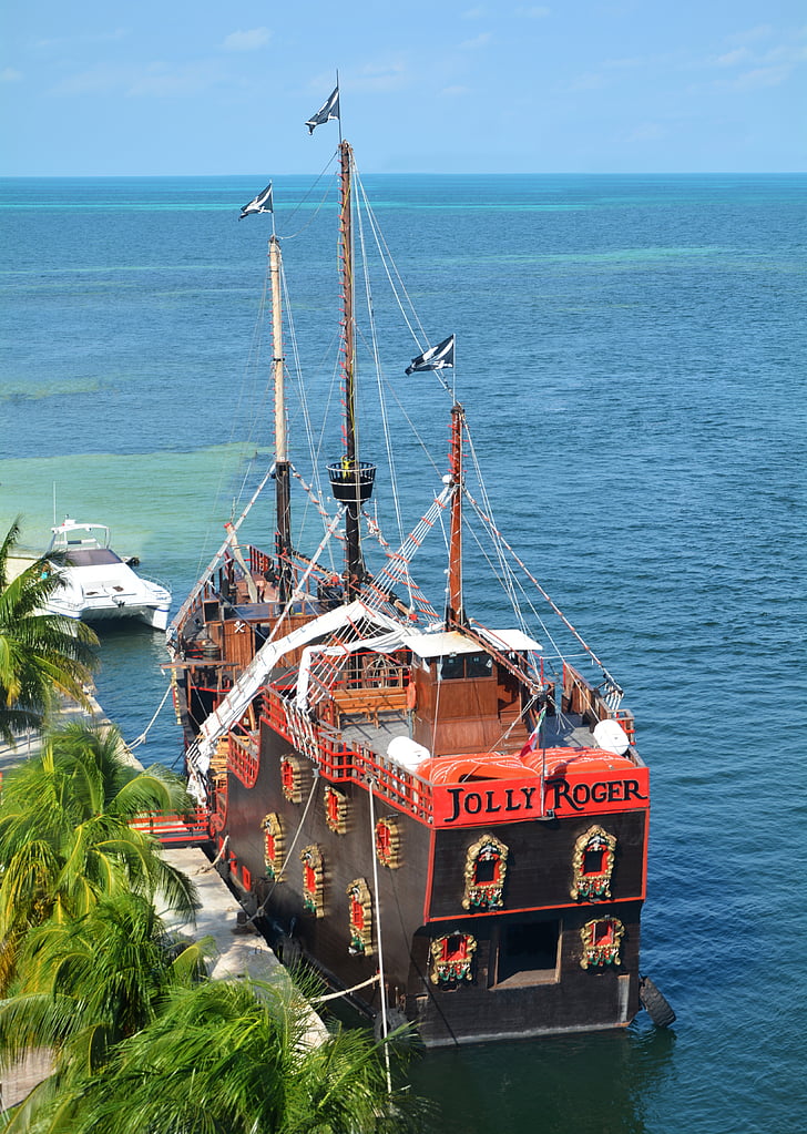 Cancún, pirata, barco, mar, embarcação náutica