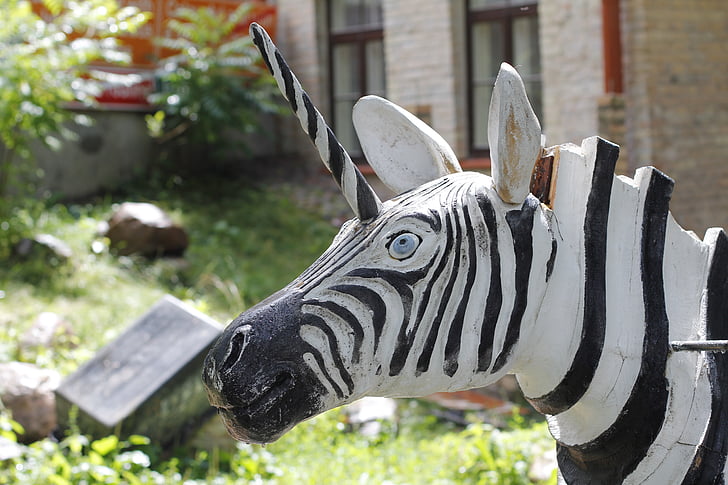 Zebra, Unicorn, konst, skulptur, skulpturer, mytomspunna varelser, konstverk