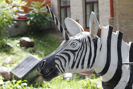 Zebra, Vienaragis, Menas, skulptūra, skulptūros, mitinės būtybės, meno kūrinius