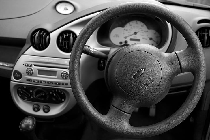 dashboard, modern, car, steering, wheel, speed, indicator