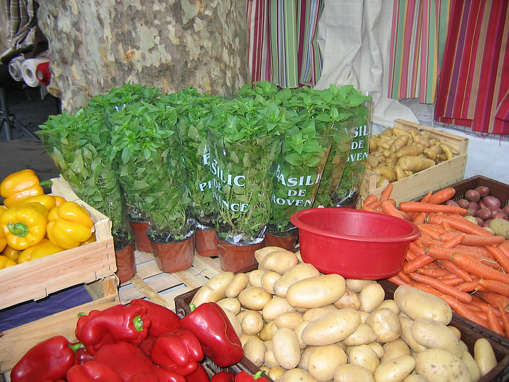marknaden, grönsaker, stall, färsk, mat, bondens marknad, producera