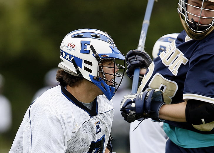 lacrosse, player, helmet, stick, competition, game, sport