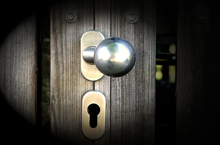 blur, close-up, closed, dark, door, doorknob, entrance