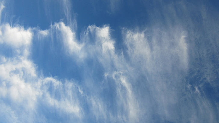 oblaki, Cirrus, filamenti, nebo, vzorec, ozadje, modra