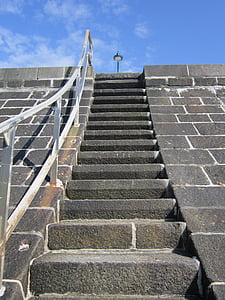 Плотина, лестницы, Сен-Мало, свет, лестница, шаги