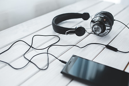 słuchawki, Smartphone, Muzyka, Technologia, słuchanie muzyki, Vintage, stary