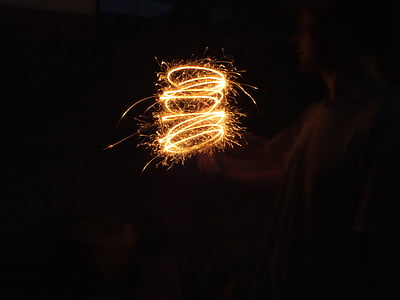 fireworks, sparkler, night, illuminated, motion, celebration, holiday