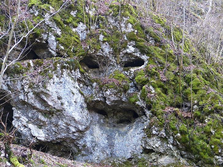 рок, Пещера, лицо, известняк, каменные лица, скалы, Клифф