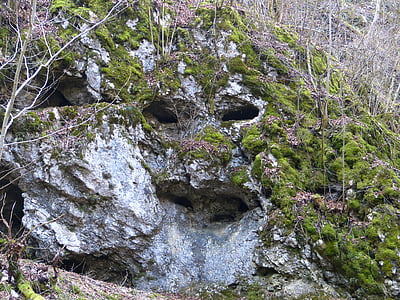 rocha, caverna, cara, pedra calcária, rosto de pedra, face da rocha, penhasco