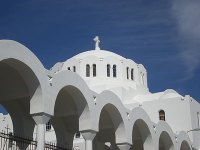 Santorini, Fira, isola greca, Grecia, Chiesa