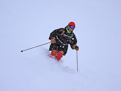 Ski, maagdelijke sneeuw, wit, koude, berg, natuur, sport