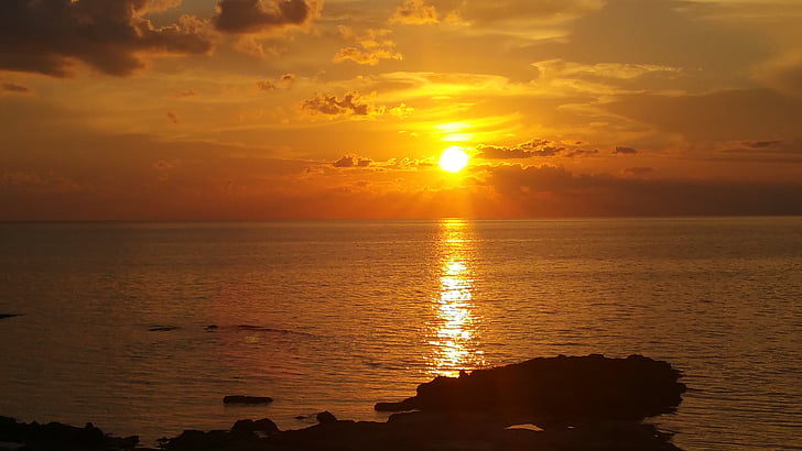 sunset, sea, sunset sea, abendstimmung, setting sun, caribbean, holiday