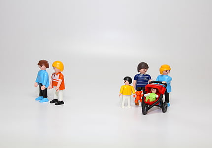 Playmobil, juguetes, juguetes de los niños, familia, juego, carro de bebé