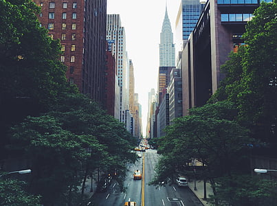 New york, Chrysler building, route, rue, vue, gratte-ciel, célèbre