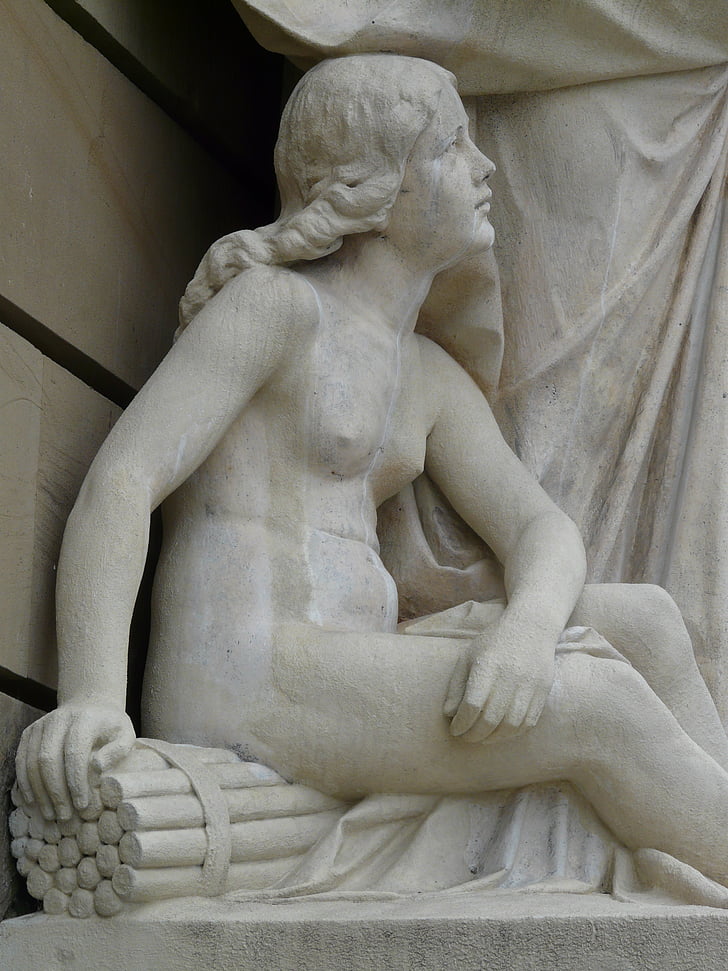 girl, statue, figure, gypsum, white, animal, face