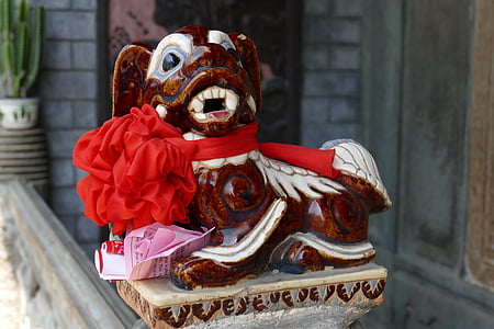 vietnam, temple, old town, chinese, figure, dog, new year's day
