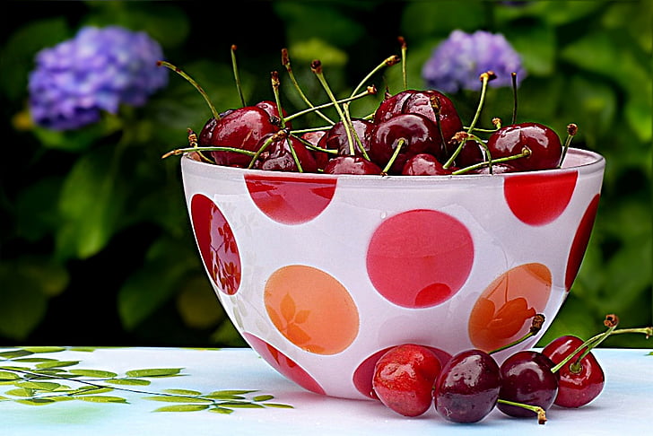 cerejas, cerejas doces, vermelho, frutas, comida, Verão