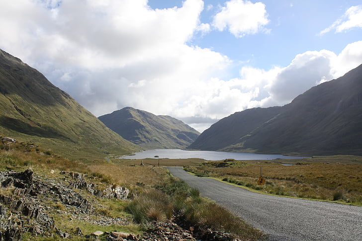 doolough valley, ireland, mountains, fjord, water, landscape, rural