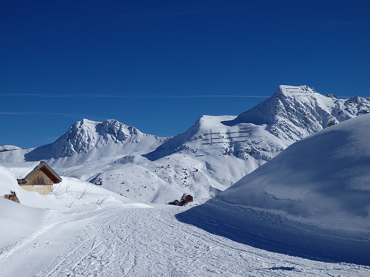 panorama, alps, winter, snow, france, mountain, european Alps