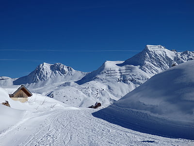 全景, 阿尔卑斯山, 冬天, 雪, 法国, 山, 欧洲阿尔卑斯山