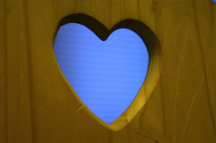 hart, blauw, hout, Bank, symbool, liefde, meubilair