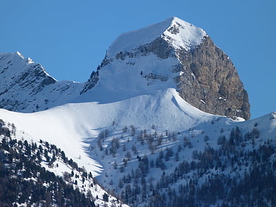 mountain, snowy, winter, landscape, nature, summit, alps