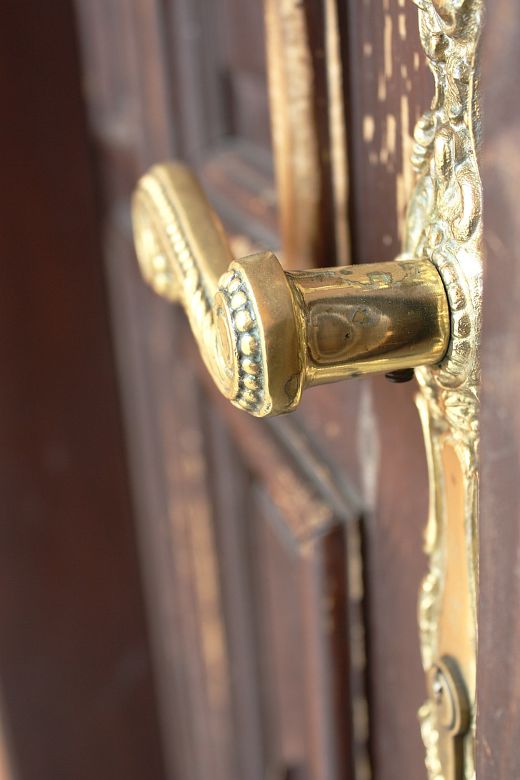 door handle, the door, open, castle, key, press, decorative