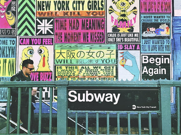 zbornica, ulica, steno, umetnost, ljudje, New york, človek