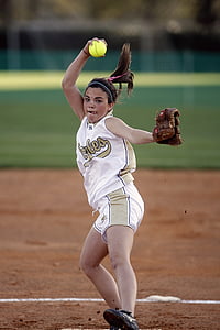 softball, pitcher, pitching, throwing, female, game, competition