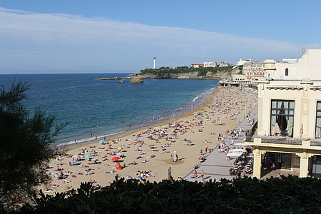 Biarritz, pludmale, jūra, brīvdiena, Atlantijas